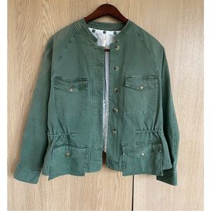 NWOT Anthropologie Lace Detail Utility Jacket Army Green & White Size Small